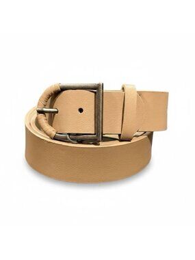 NWT Vince Camuto Faux Leather 1.25” Taupe Brown Belt Silver-tone Buckle